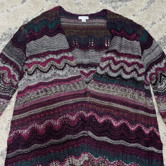 J.Jill Multicolor Cardigan  Long Sleeve Knit Sweater NWOT - Picture 9 of 9
